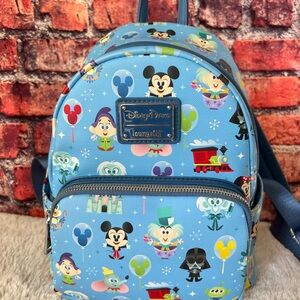 Loungefly Blue Disney Mini Backpack with Chibi Characters